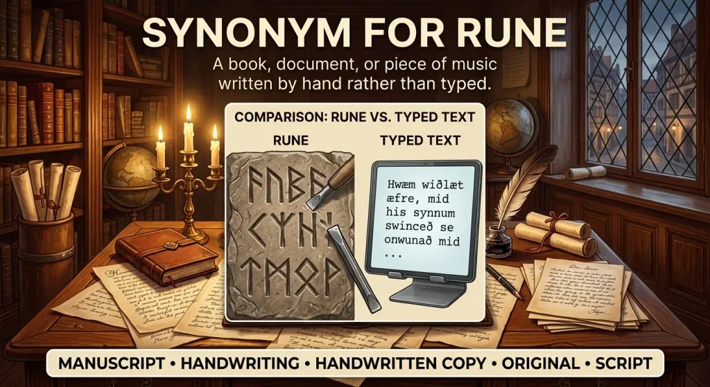 A book, document, or piece of music written by hand rather than typed.