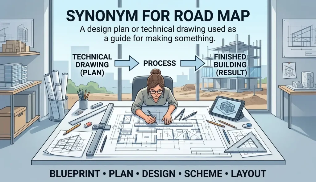 A design plan or technical drawing used as a guide for making something.