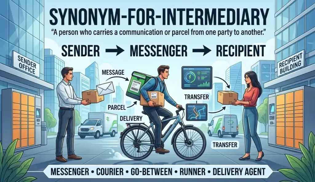 A person who carries a communication or parcel from one party to another.