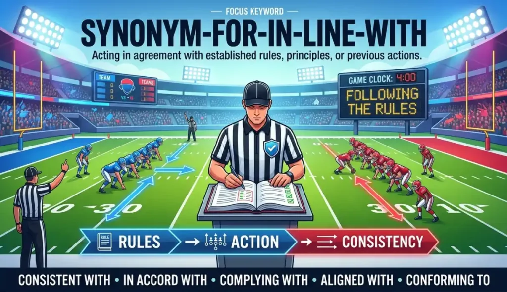 Acting in agreement with a set of principles, rules, or previous actions.