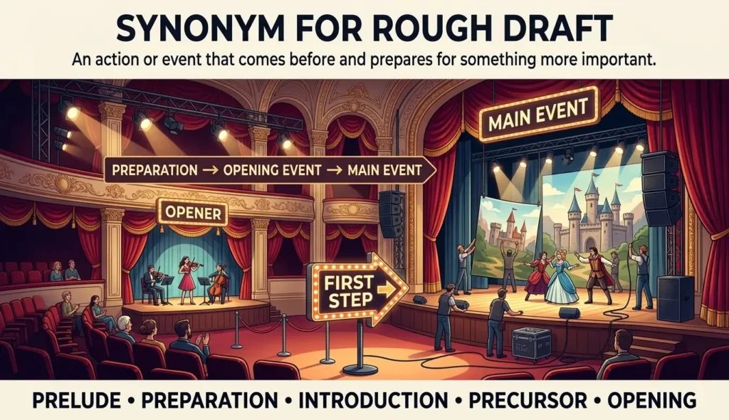 An action or event preceding or preparing for something fuller or more important.