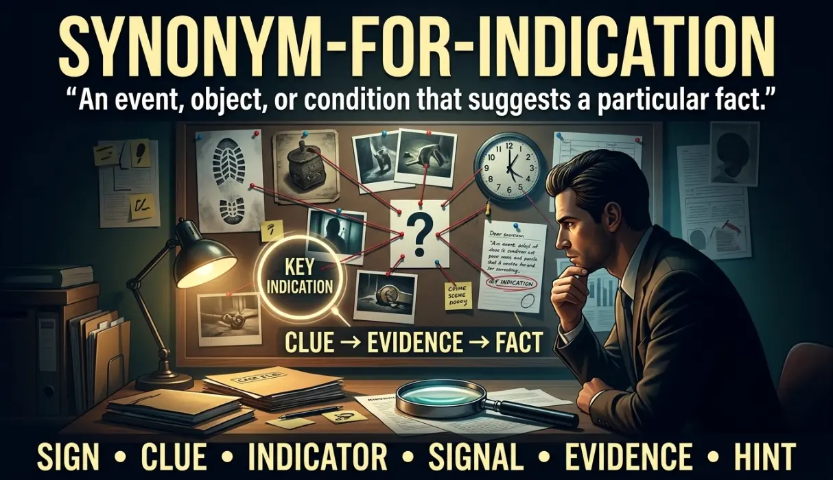 An event, object, or condition that suggests a particular fact.