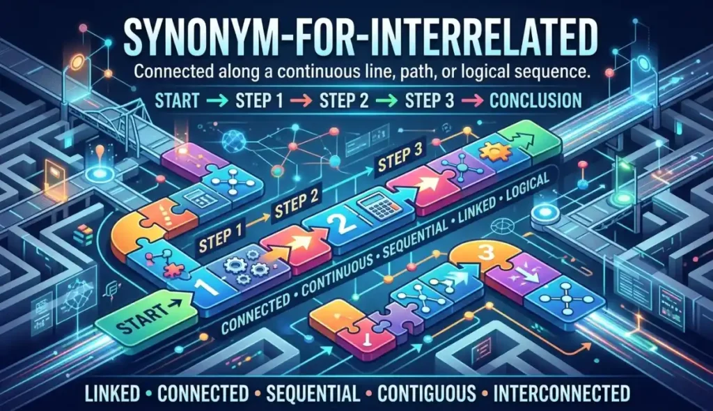 Connected along a continuous line, path, or logical sequence.