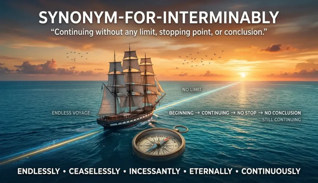 Continuing without any limit, point of stopping, or conclusion.