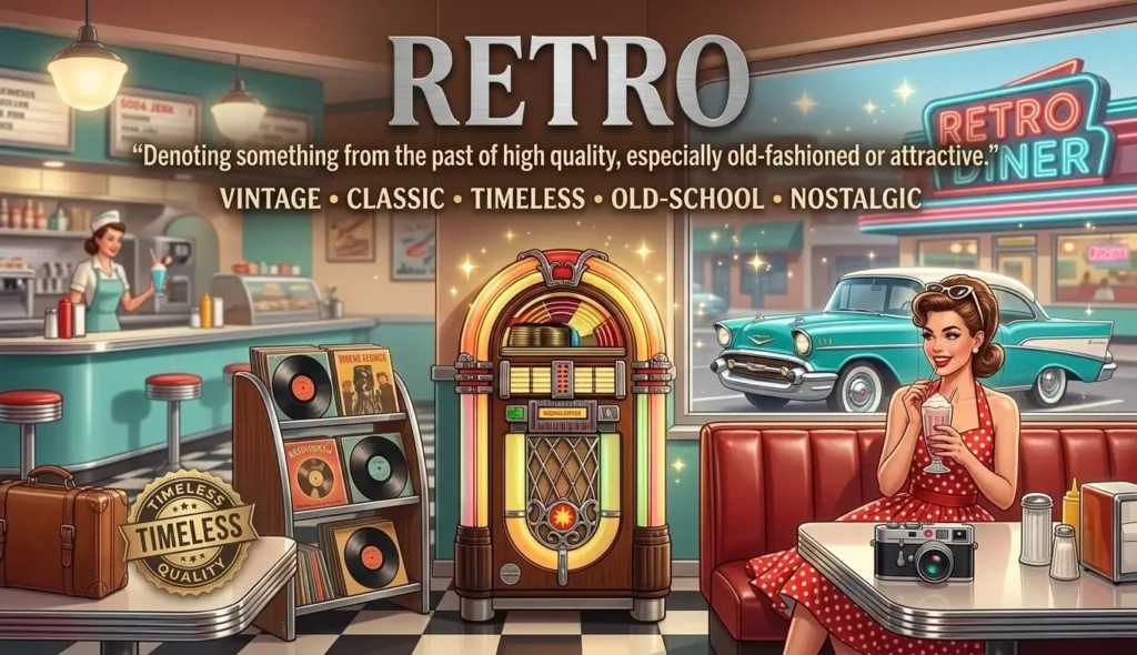 Denoting something from the past of high quality, especially old-fashioned or attractive.