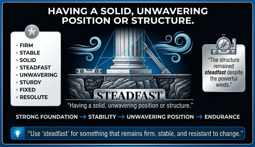 Having a solid, unwavering position or structure.