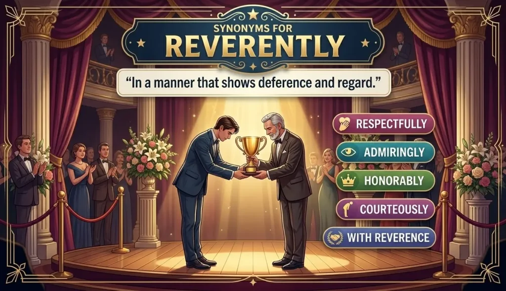 In a manner that shows deference and regard.