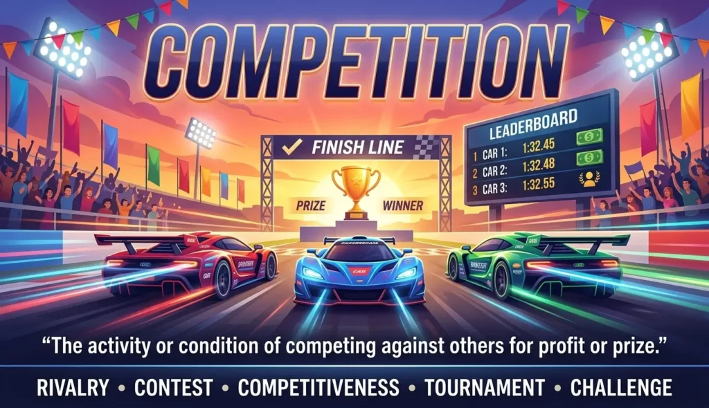 The activity or condition of competing against others for profit or prize.