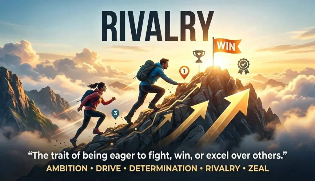 The trait of being eager to fight, win, or excel over others.