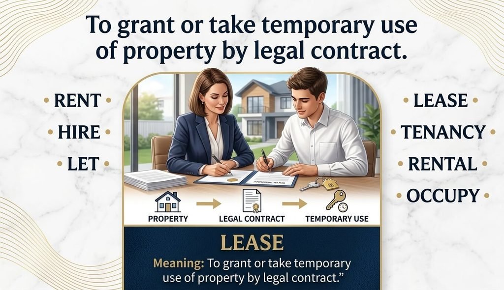 To grant or take temporary use of property by legal contract.