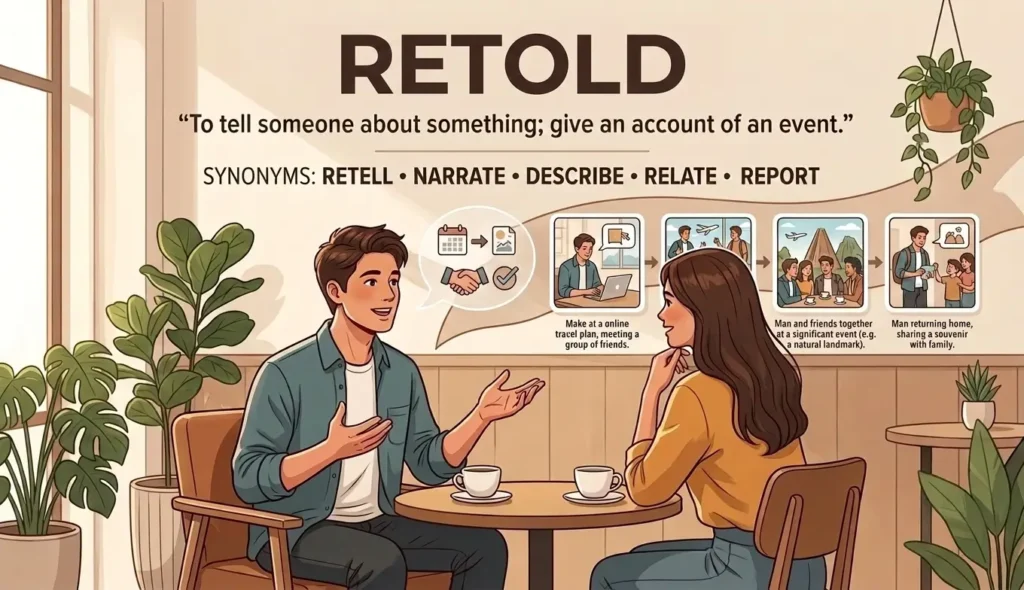 To tell someone about something; give an account of an event.