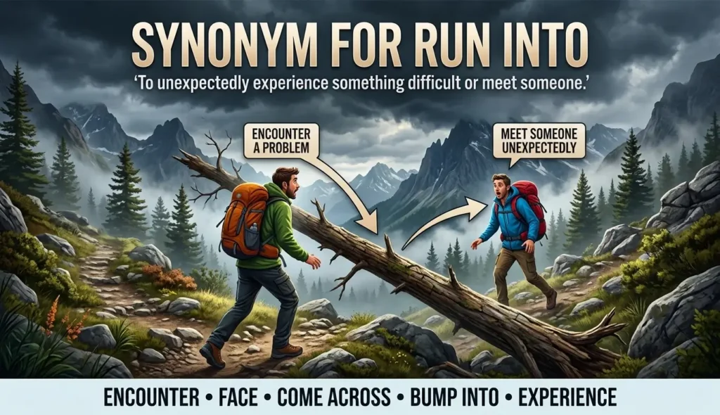  Unexpectedly experience or be faced with something difficult or meet someone.