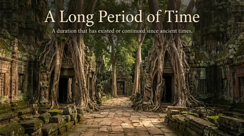 A duration that has existed or continued since ancient times.