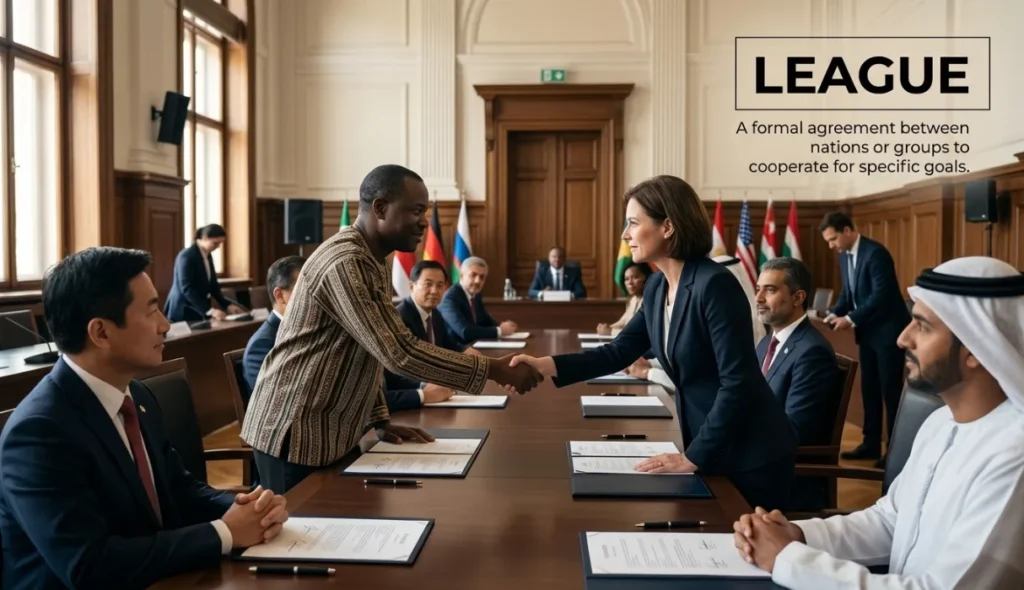 A formal agreement between nations or groups to cooperate for specific goals.