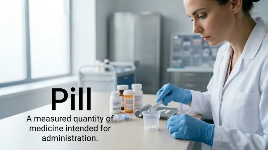A measured quantity of medicine intended for administration.