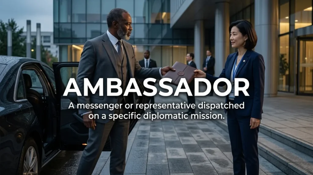 A messenger or representative dispatched on a specific diplomatic mission.