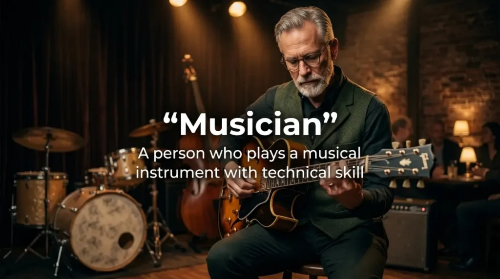 A person who plays a musical instrument with technical skill.