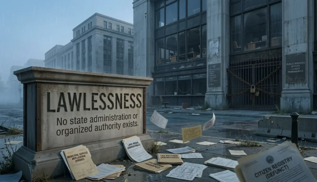 A total operational void where no state administration exists.