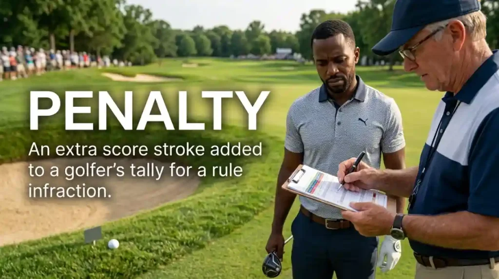 An extra score stroke added to a golfer's tally for a rule infraction.