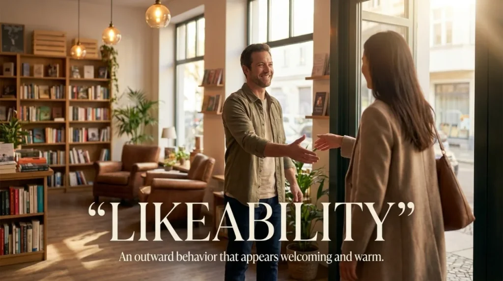 An outward behavior that appears welcoming and warm.