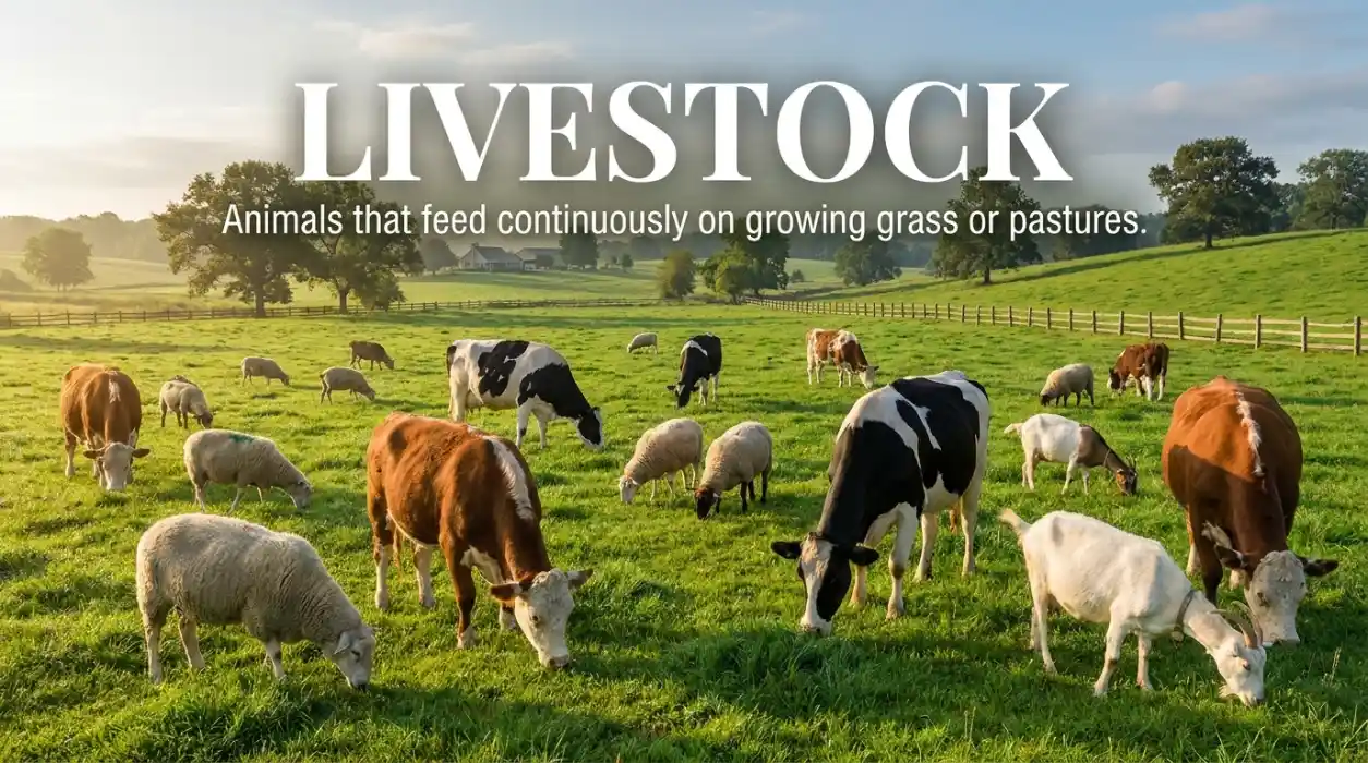 Animals that feed continuously on growing grass or pastures.