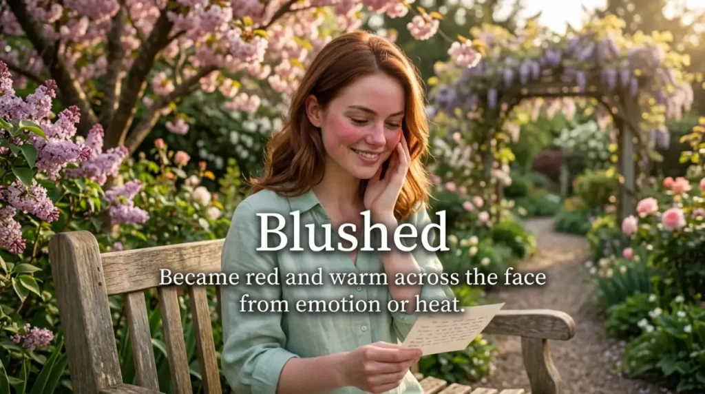Became red and warm across the face from emotion or heat.