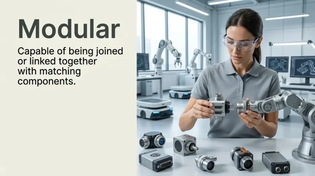Capable of being joined or linked together with matching components.