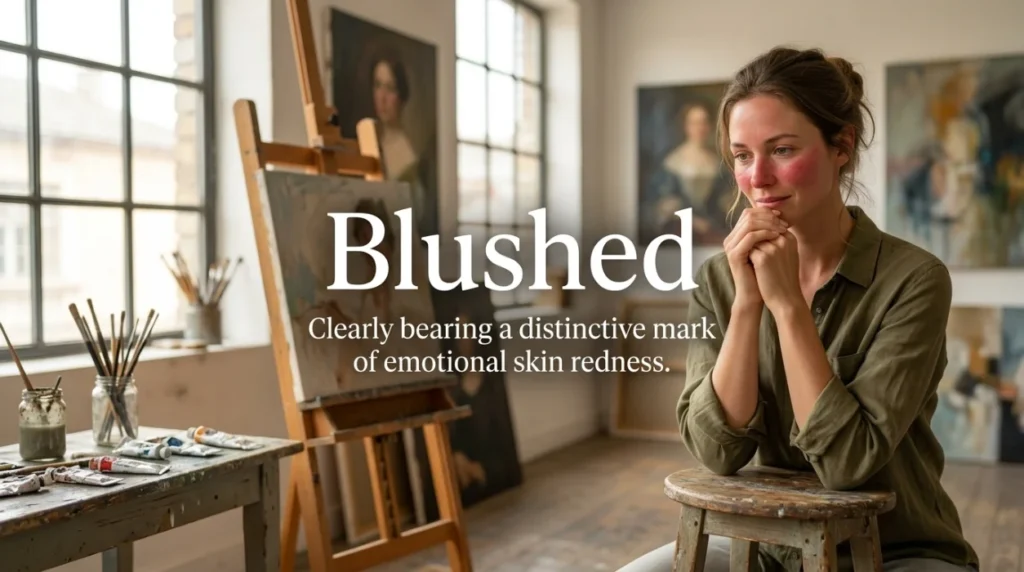Clearly bearing a distinctive mark of emotional skin redness.