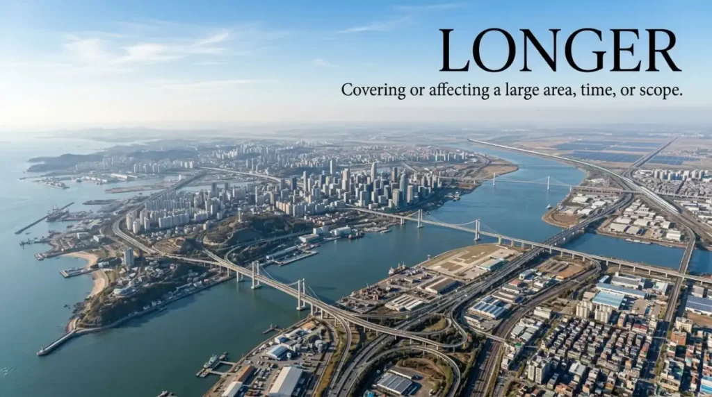 Covering or affecting a large area, time, or scope.