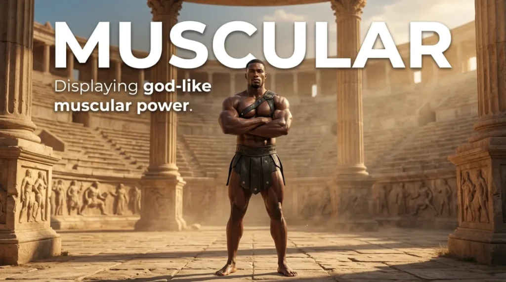 Displaying god-like muscular power.