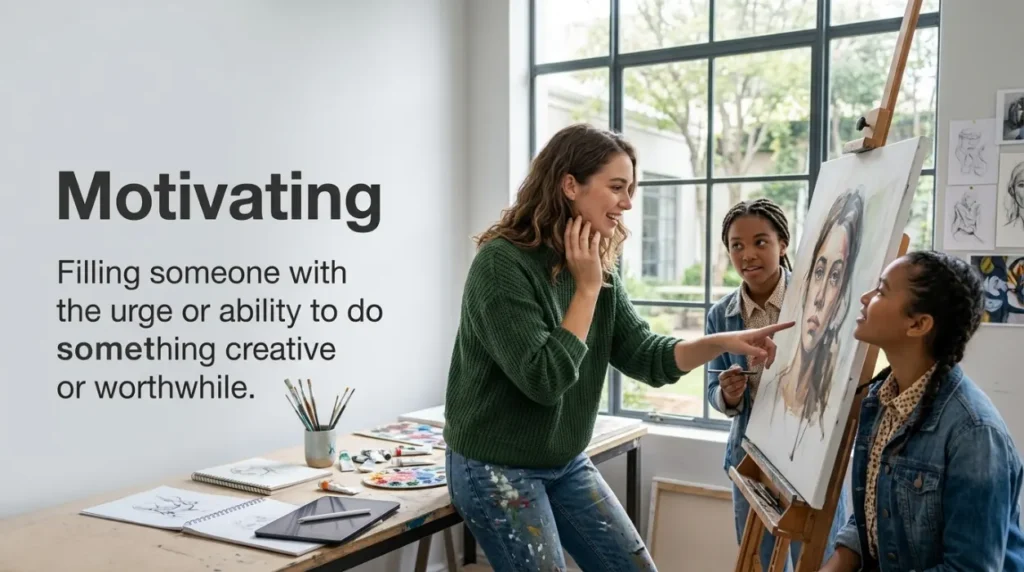Filling someone with the urge or ability to do something creative or worthwhile.