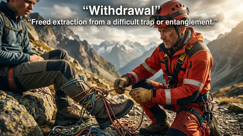 Freed extraction from a difficult trap or entanglement.
