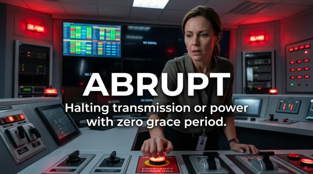 Halting transmission or power with zero grace period.