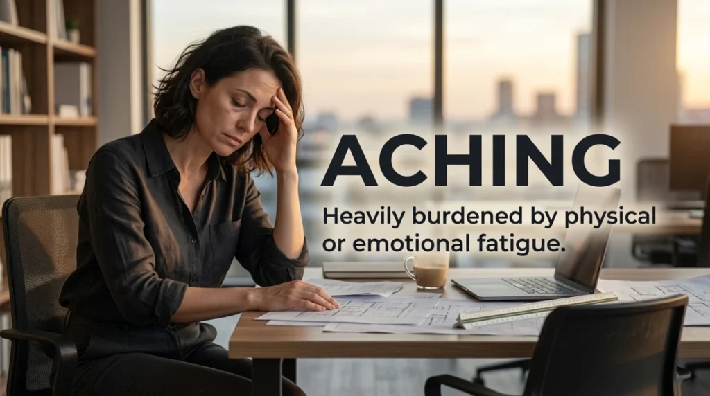 Heavily burdened by physical or emotional fatigue load.