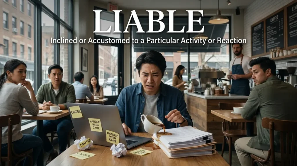 Inclined or accustomed to a particular activity or reaction.