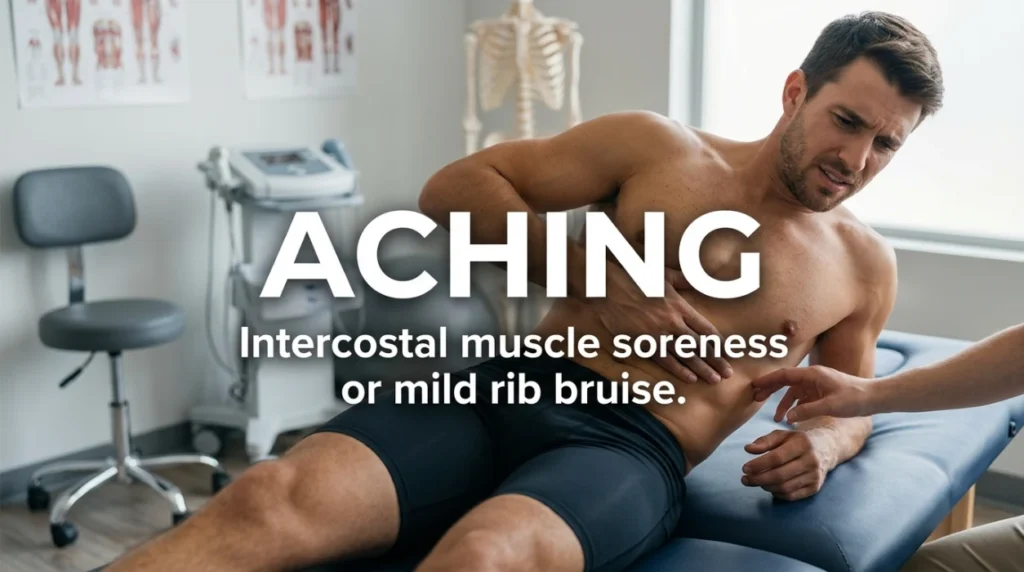 Intercostal muscle soreness or mild rib bruise.