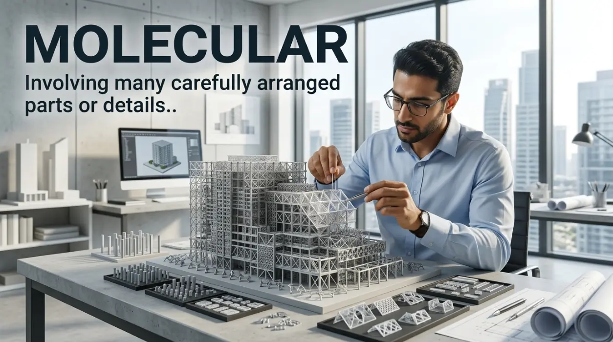 Involving many carefully arranged parts or details.