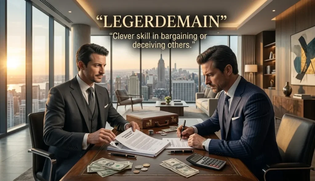Keenness or sly acuteness in driving bargains or deceiving others.