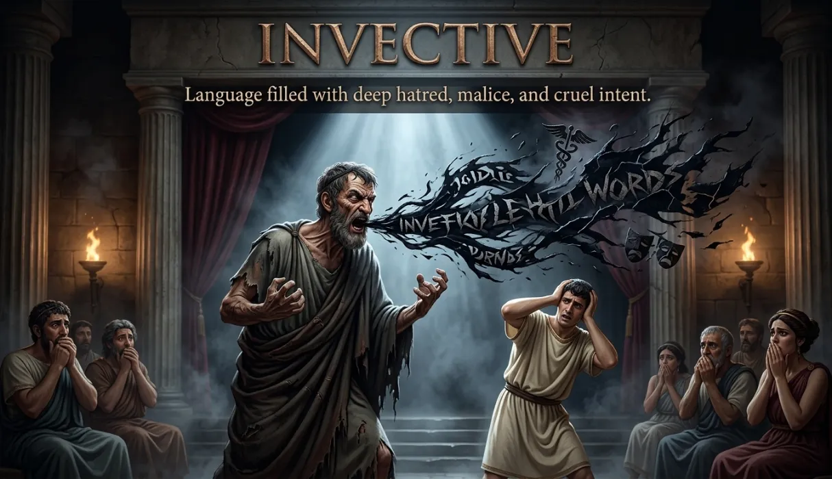 Language filled with deep hatred, malice, and cruel intent.