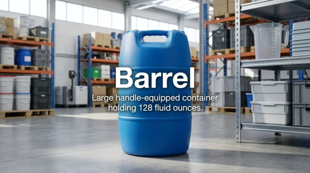 Large handle-equipped container holding 128 fluid ounces.