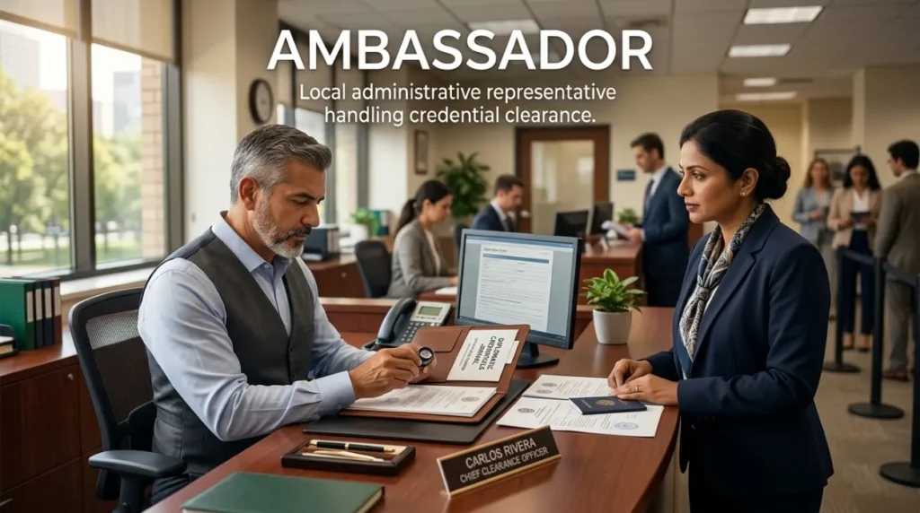 Local administrative representative handling credential clearance.