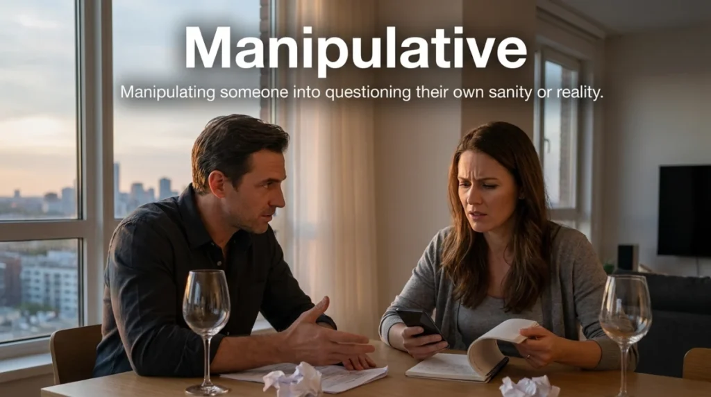 Manipulating someone into questioning their own sanity or reality.