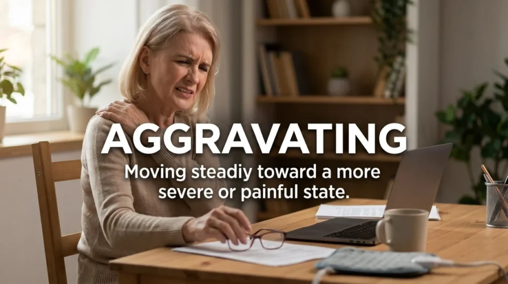 Moving steadily toward a more severe or painful state.