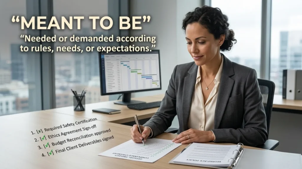 Needed or demanded according to rules, needs, or expectations.