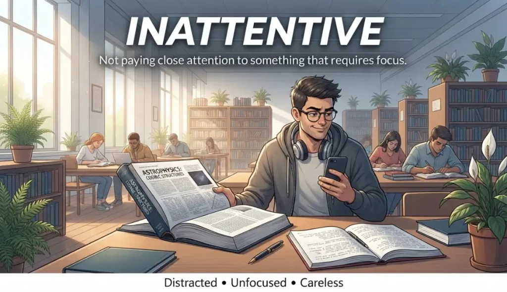 Not paying close attention to something that requires focus.