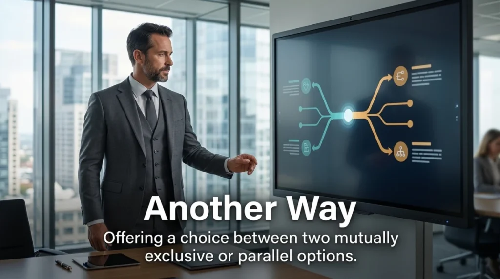Offering a choice between two mutually exclusive or parallel options.