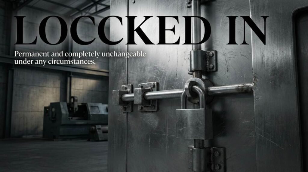 Permanent and completely unchangeable under any circumstances.