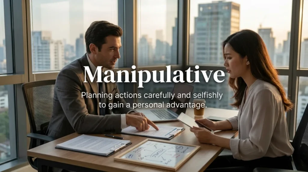 Planning actions carefully and selfishly to gain a personal advantage.