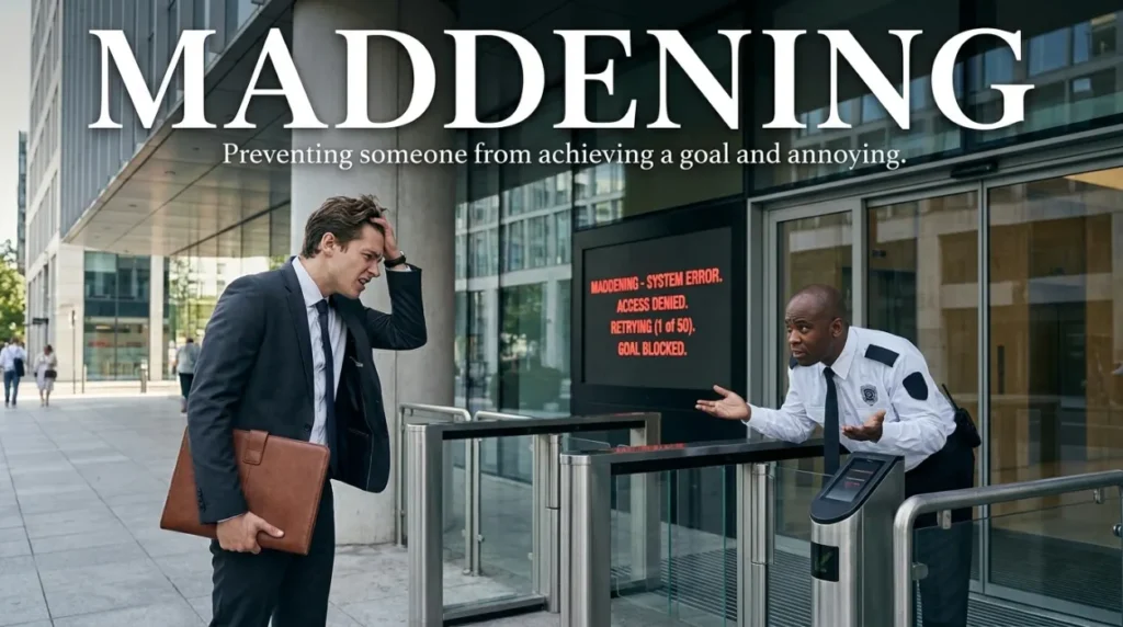 Preventing someone from achieving a goal and annoying.