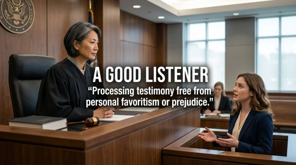 Processing testimony free from personal favoritism or prejudice.